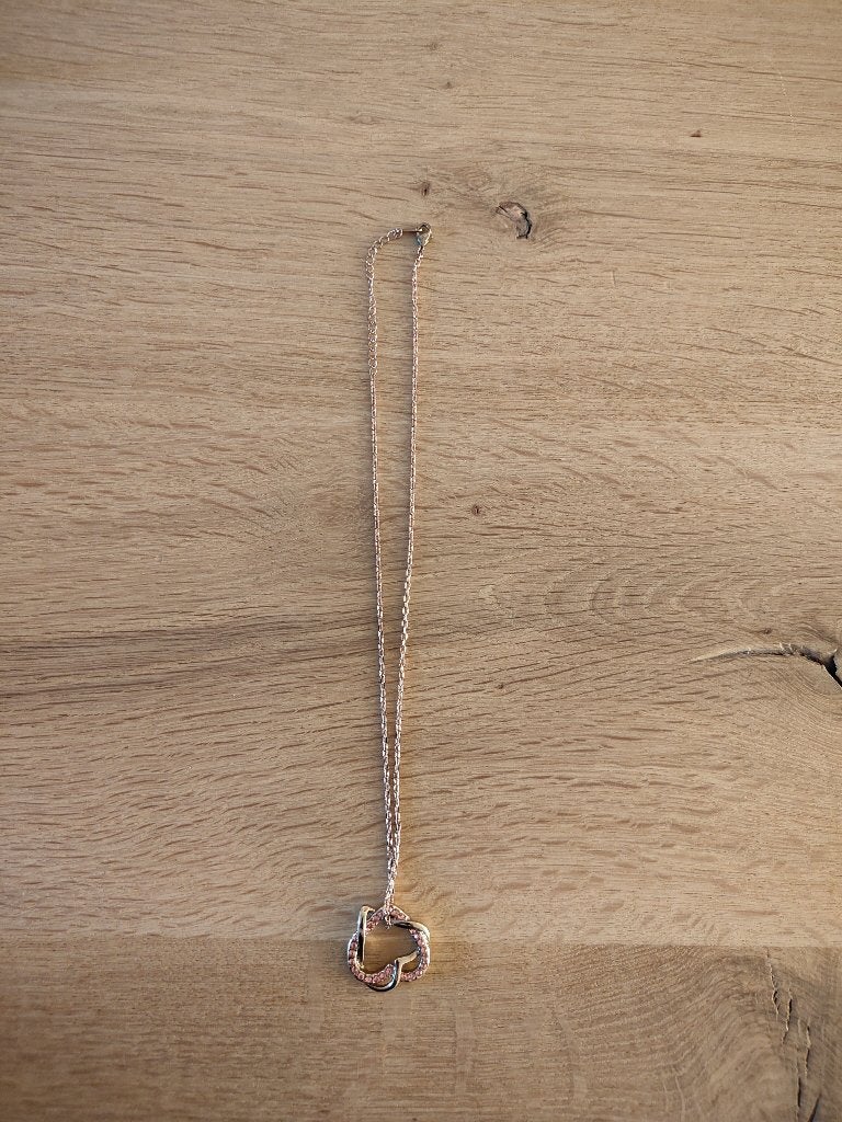 Kettinkje twee harten, Sieraden, Tassen en Uiterlijk, Ophalen of Verzenden, Zo goed als nieuw, Roze, Overige materialen