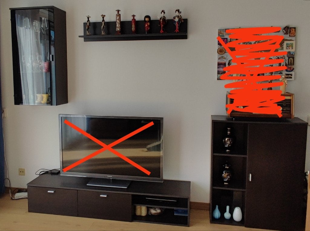Tv meubel en vitrinekast, Ophalen, 150 tot 200 cm, Zo goed als nieuw, Minder dan 100 cm
