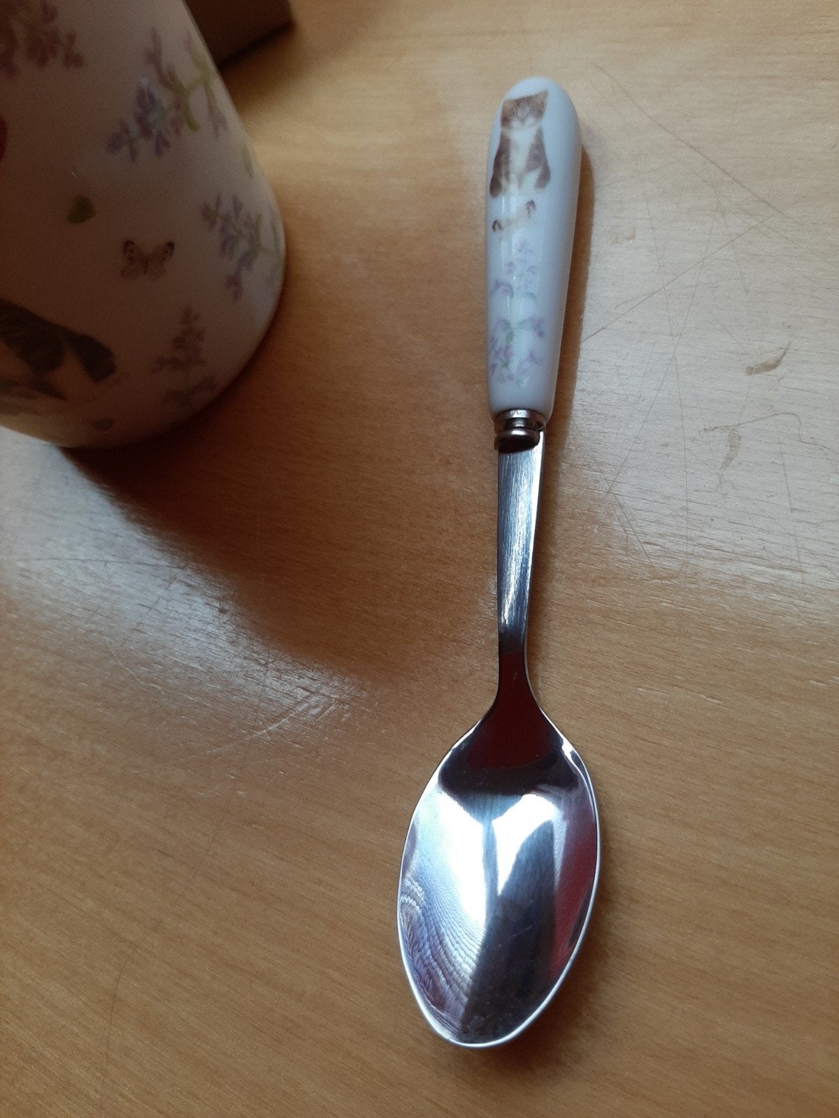 Beker 300 ml + lepeltje Franciens katten, Verzenden, Nieuw, Overige stijlen, Kop(pen) en/of Schotel(s)