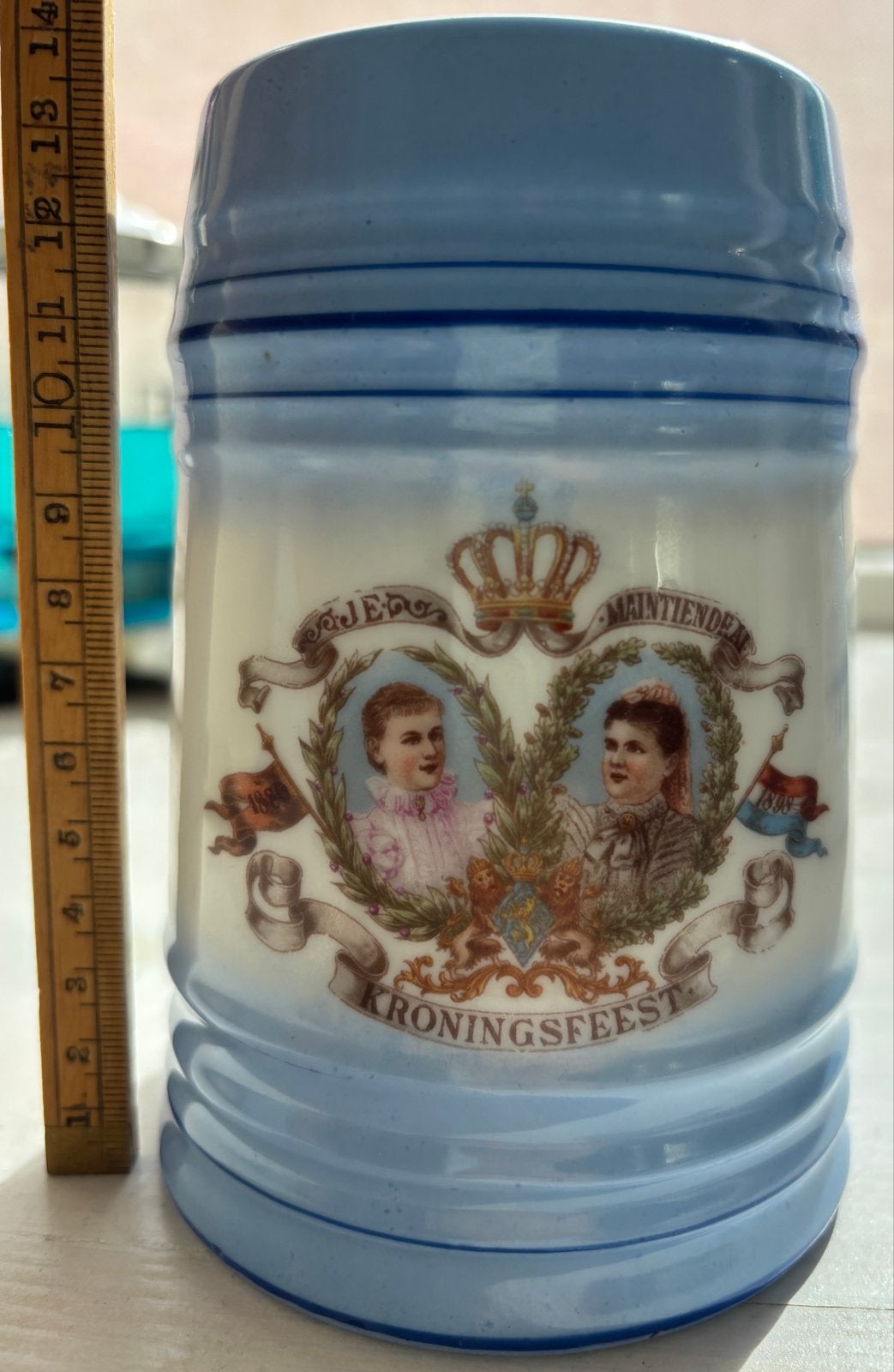 Antieke Nederlandse Kroningsfeest Bierpul - 1898, Ophalen