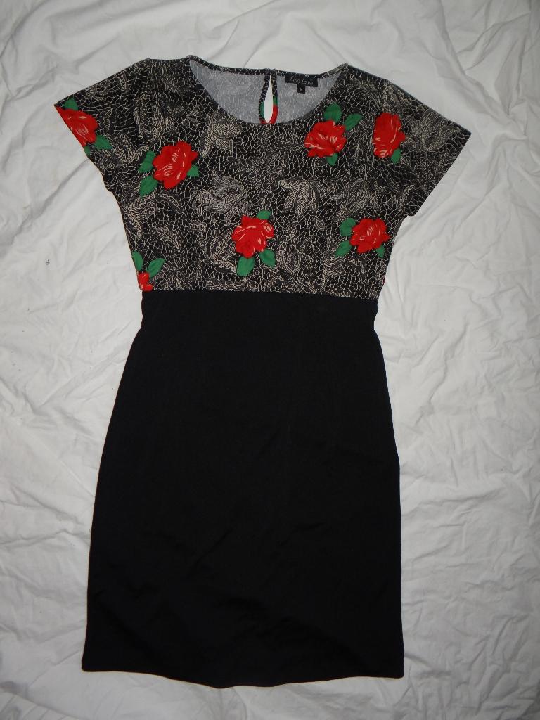 Leuke zwarte KING LOUIE jurk met rode bloemen, Zwart, Ophalen of Verzenden, Knielengte, King Louie