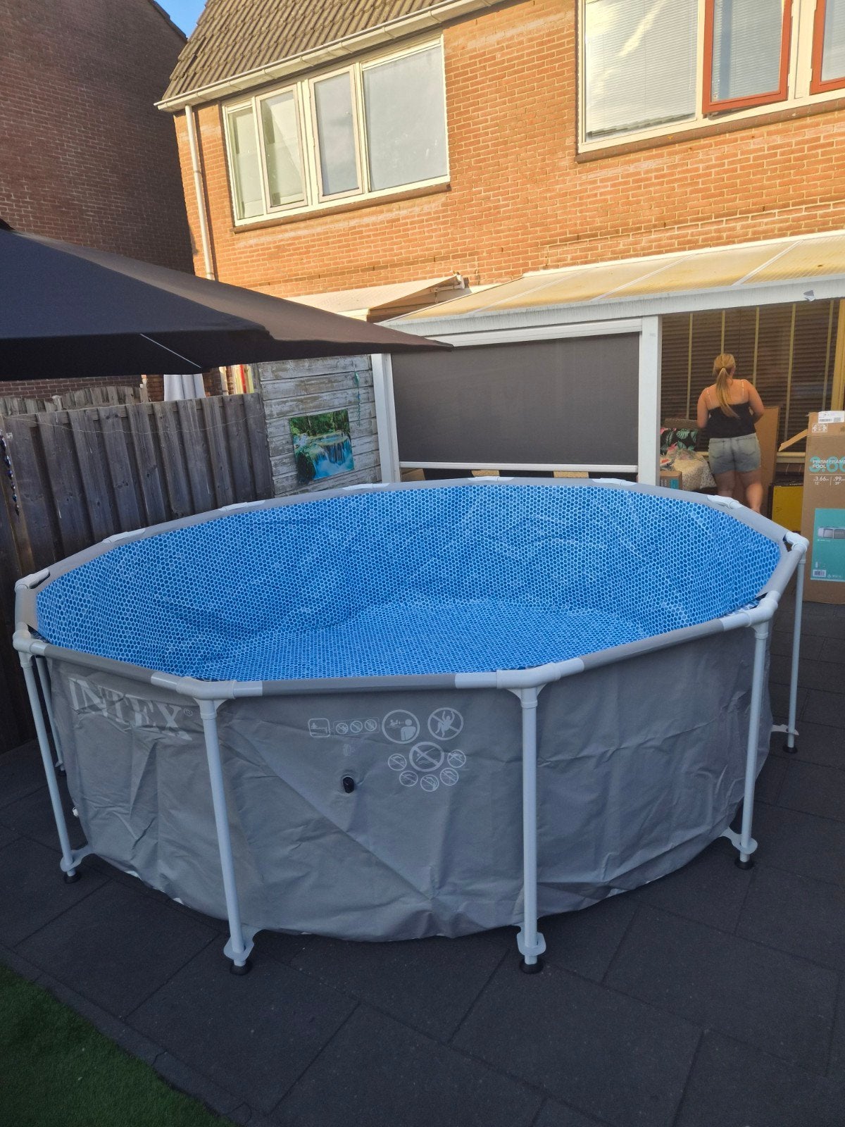 Intex Opzetzwembad met filterpomp en trap, Ophalen, Gebruikt, 80 tot 120 cm, 300 cm of meer