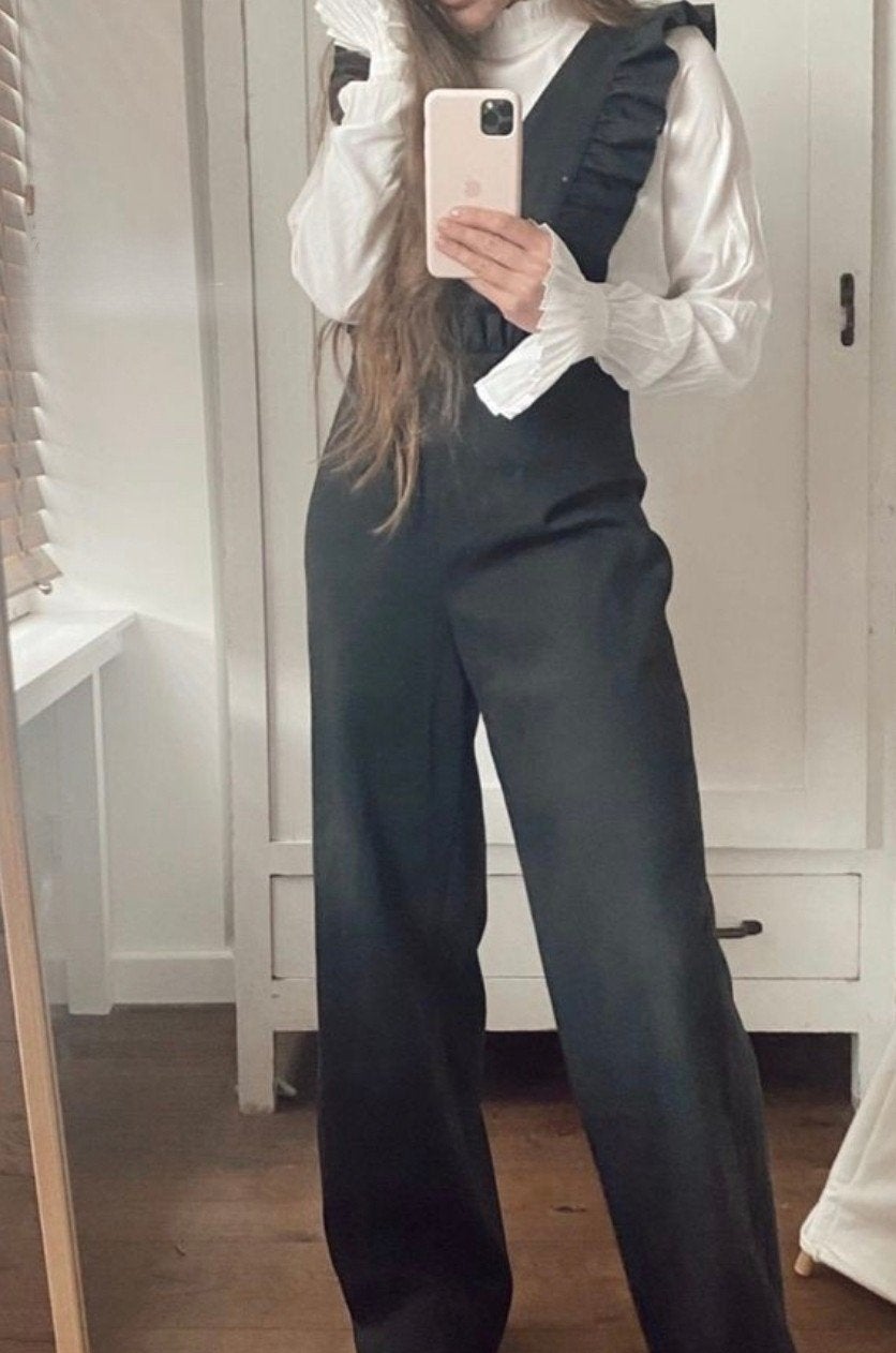 Sezane jumpsuit broekpak maat M 38 medium zwart, Maat 38/40 (M), Verzenden, Zwart, Zo goed als nieuw