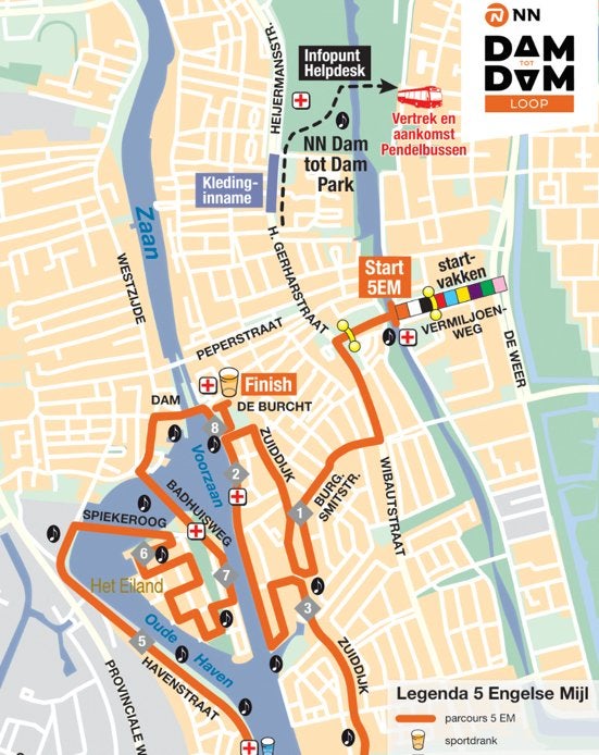 Dam tot Dam loop by night 5 miles, Ophalen of Verzenden, Zo goed als nieuw, Landkaarten