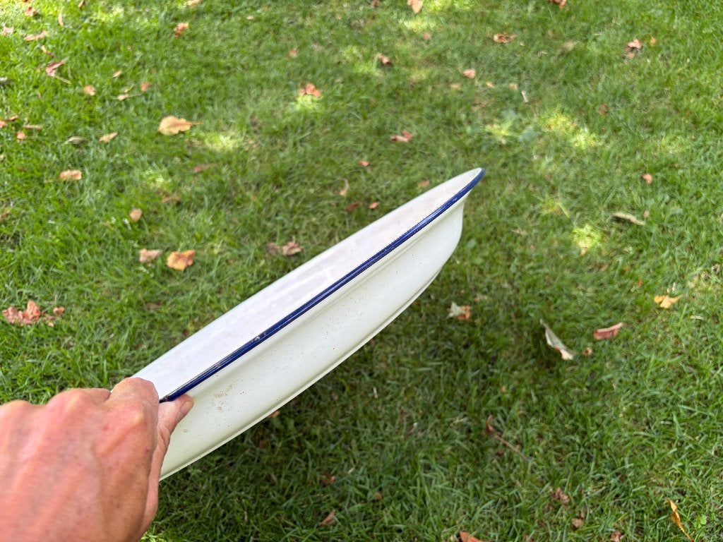 Groot geemailleerd dienblad 55 cm doorsnee, Ophalen