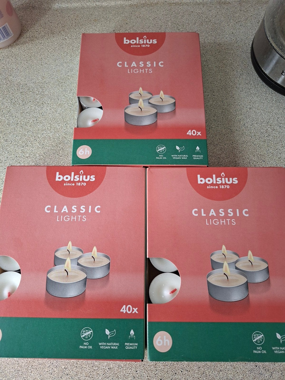Bolsius Classic Lights waxinelichtjes - 3x 40 stuks, Ophalen, Kaars, Wit, Overige merken