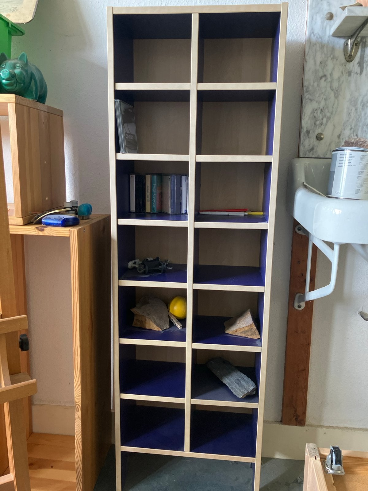 Ikea Robin CD vitrinekast blauw 129x40x20cm vintage jaren 90, Ophalen, 150 discs of meer, Zo goed als nieuw, Cd's