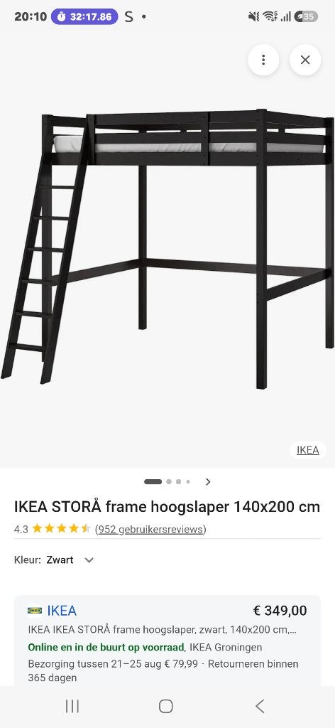 Hoogslaper, Ophalen, Hoogslaper, Nieuw, Overige maten