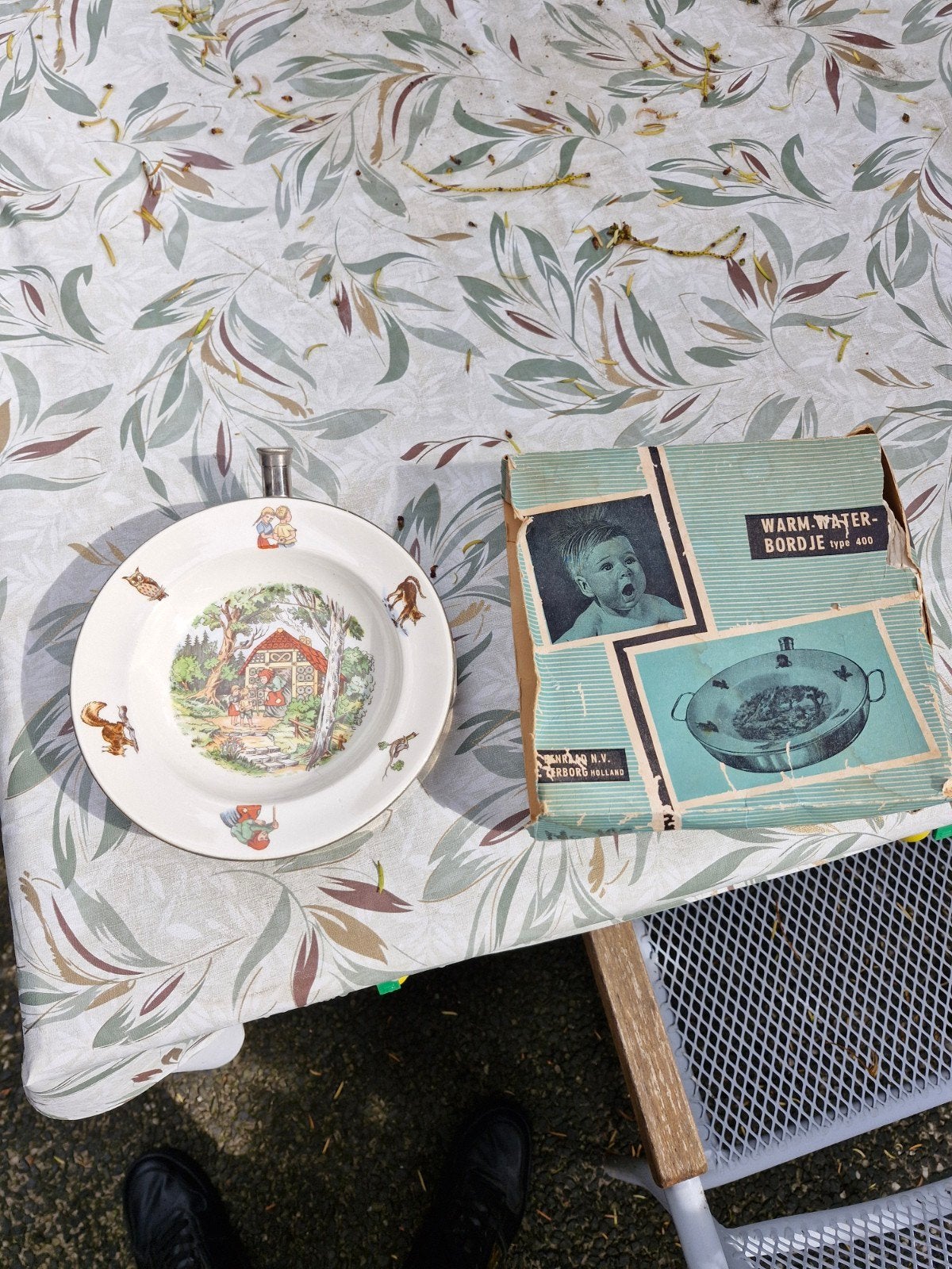 Vintage Warmwaterbordje met Hans en Grietje decor, Ophalen of Verzenden