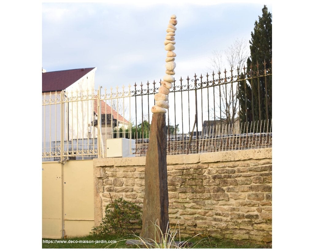 Roze-beige sculptuur van een kiezelsteen – Monumentaal, Verzenden