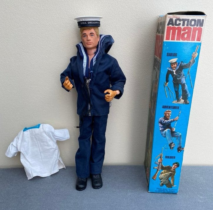 Vintage Palitoy 60 s Action Man doos pop flocked hair sailor, Verzenden