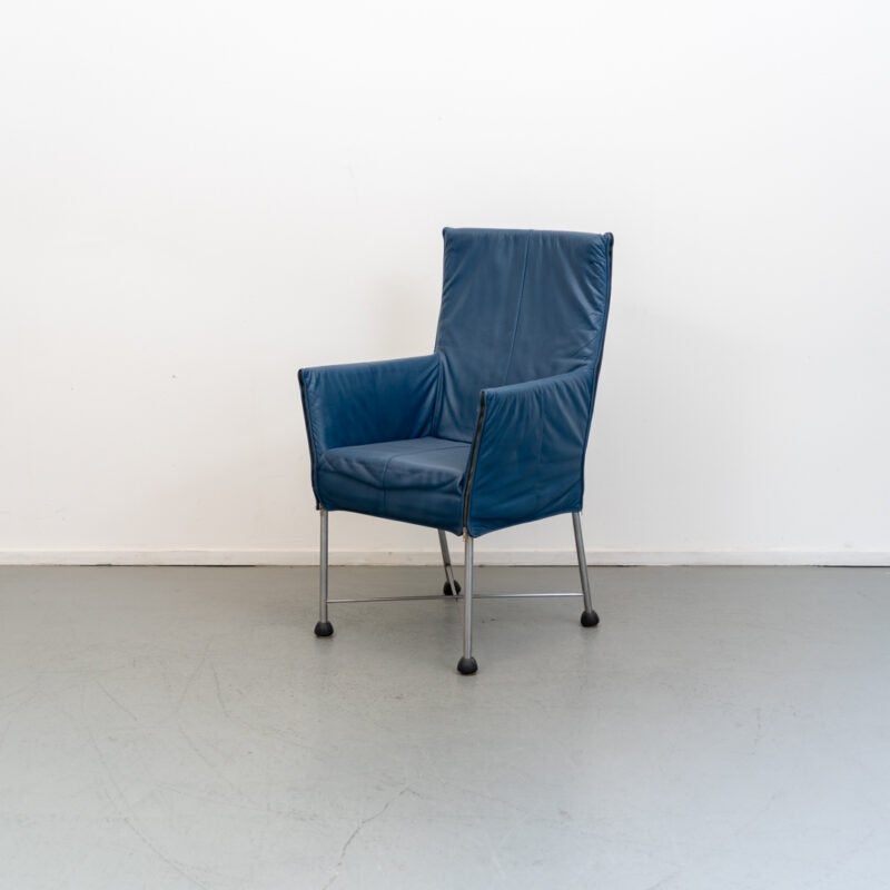 Montis Chaplin Stoel Blauw Leer - Chroom/Dop, Niet ingevuld, Zo goed als nieuw, Niet ingevuld, Niet ingevuld