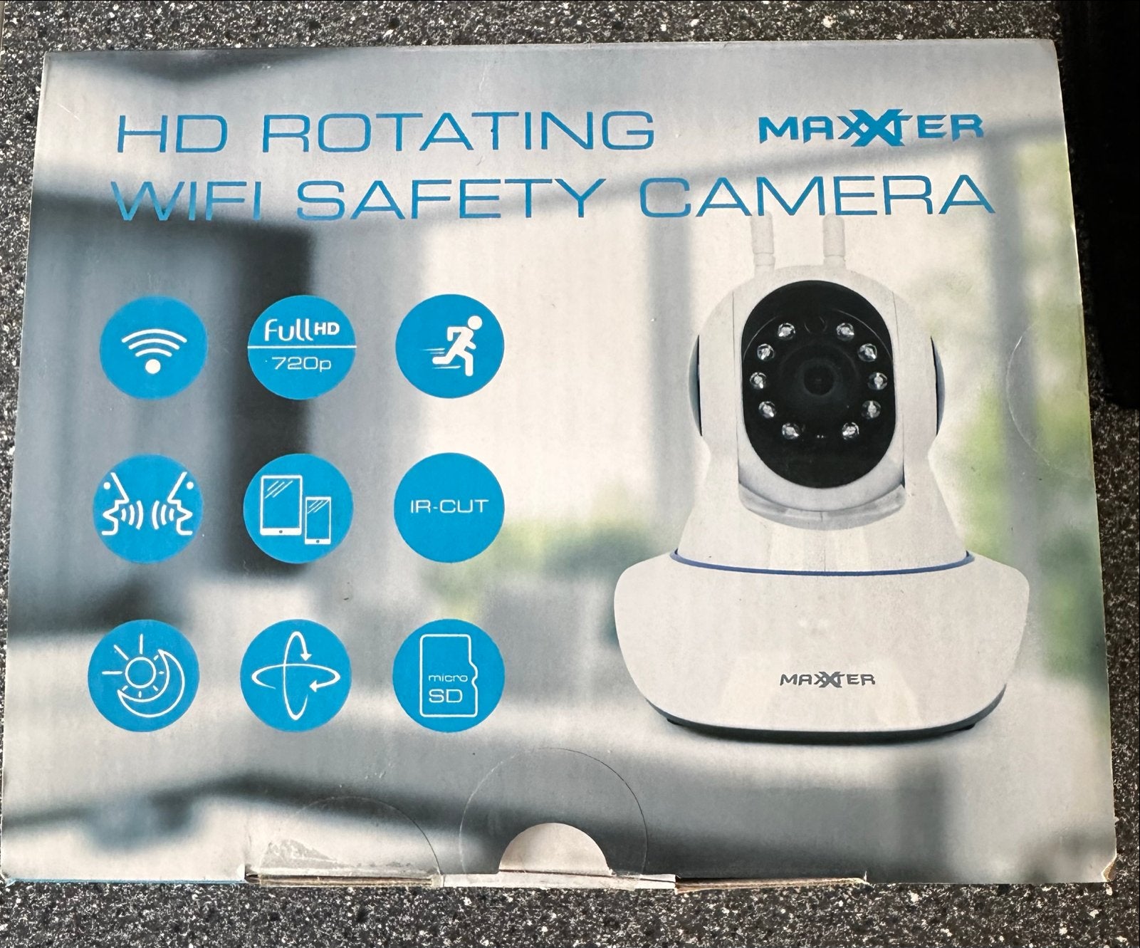 Maxxter HD Roterende WiFi Beveiligingscamera, Audio, Tv en Foto, Ophalen, Nieuw, Binnencamera