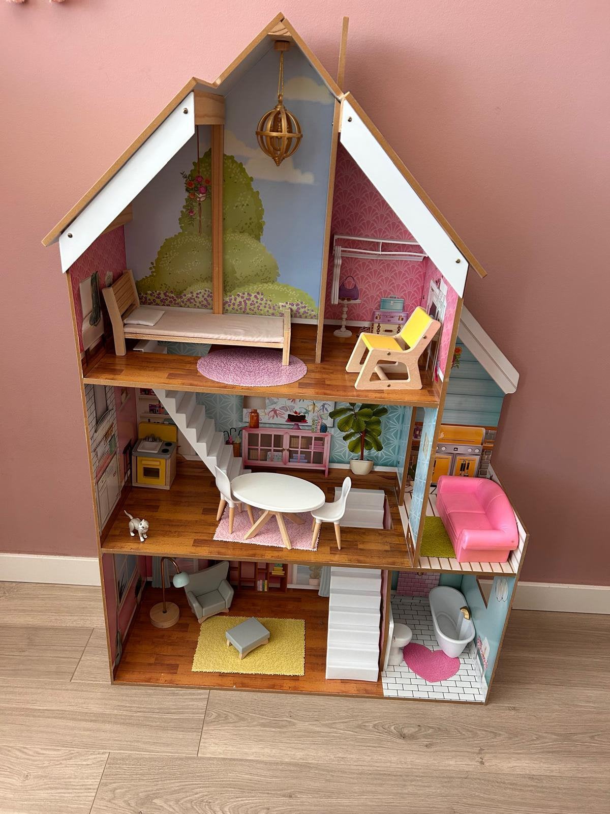KidKraft Houten Poppenhuis, Ophalen of Verzenden, Zo goed als nieuw, Poppenhuis