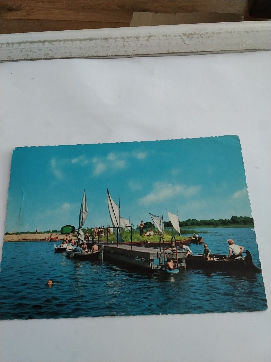 Oude ansichtkaart Giethoorn, strandbad op de Wiede, Ophalen of Verzenden