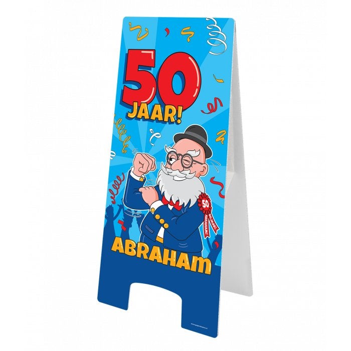 Waarschuwingsbord abraham cartoon, Info@all4funbaarlo.nl, A, Nieuw, Abraham of Sarah