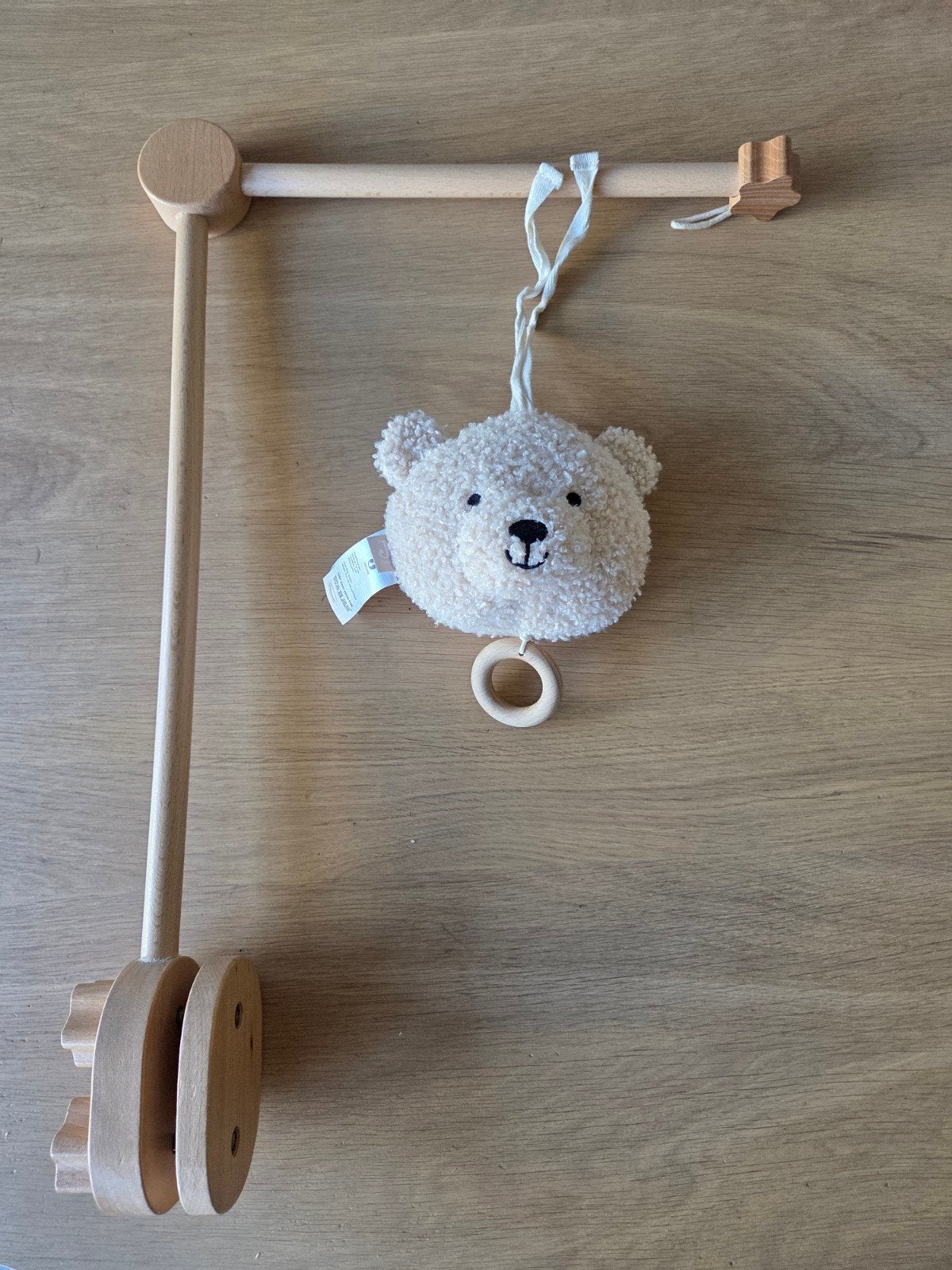 Houten mobielhouder met muziek/teddybeer mobiel, Kinderen en Baby's, Ophalen, Gebruikt, Mobiel, Met geluid