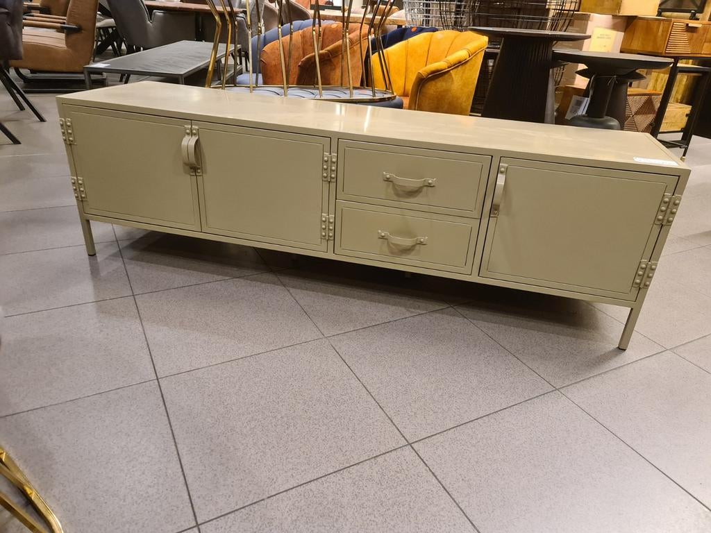 Nieuw tv meubel Eleonora Genève 190x55x47cm sand metaal €195, Ophalen, Beige, ., Nieuw