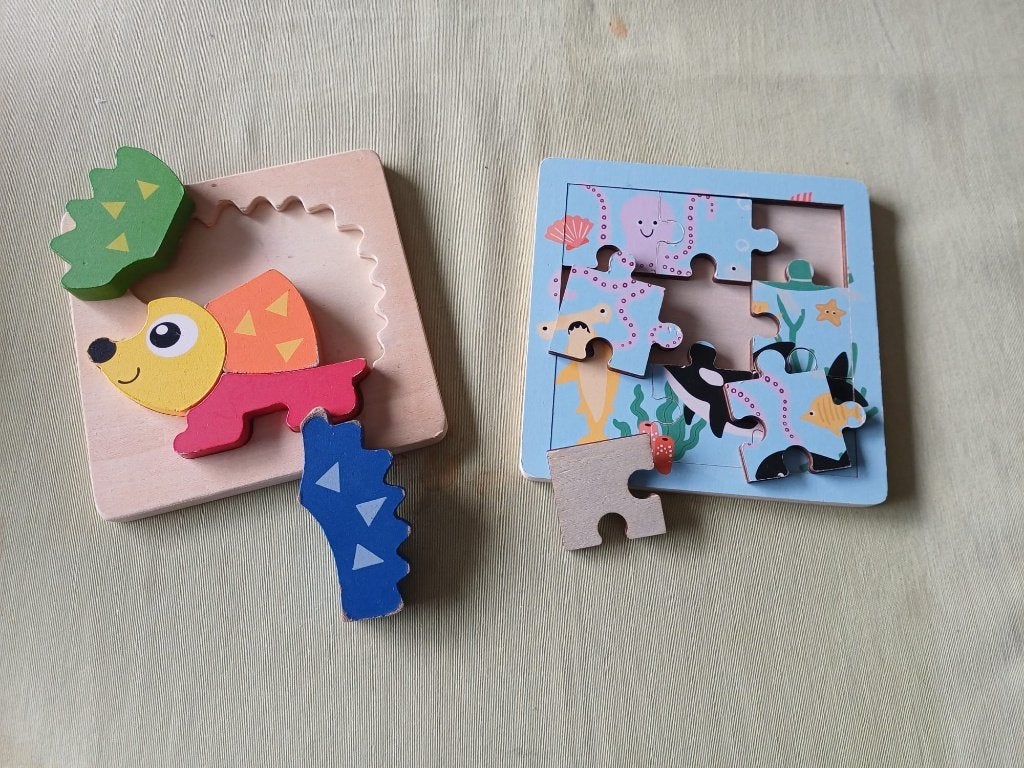 6 peuter puzzels dieren hout & karton kleutertjes boek sets, Ophalen of Verzenden, Minder dan 10 stukjes, Gebruikt, 2 tot 4 jaar