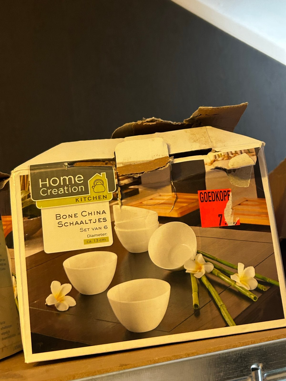 Set van 6 stuks Bone China Schaaltjes home creation, Ophalen, Nieuw, Kom(men), Effen