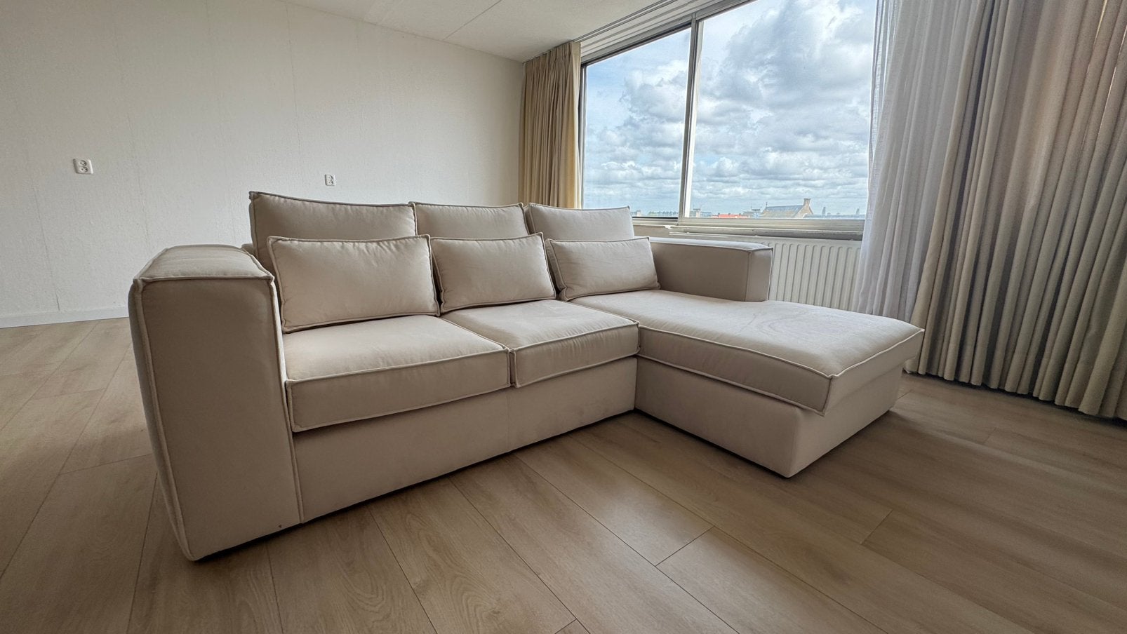 Prachtige en confortable cremé Hoekbank, Ophalen, 150 tot 200 cm, Hoekbank, Hoekbank