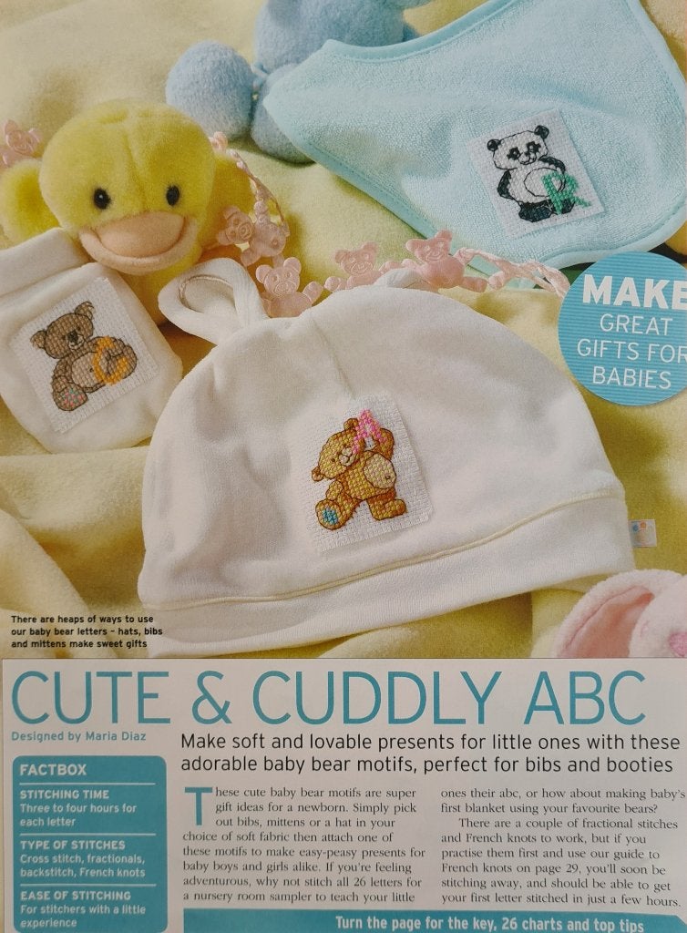 Cute & Cuddly met beren alfabet ABC borduurpatroon, Ophalen, Nieuw, Handborduren, Patroon