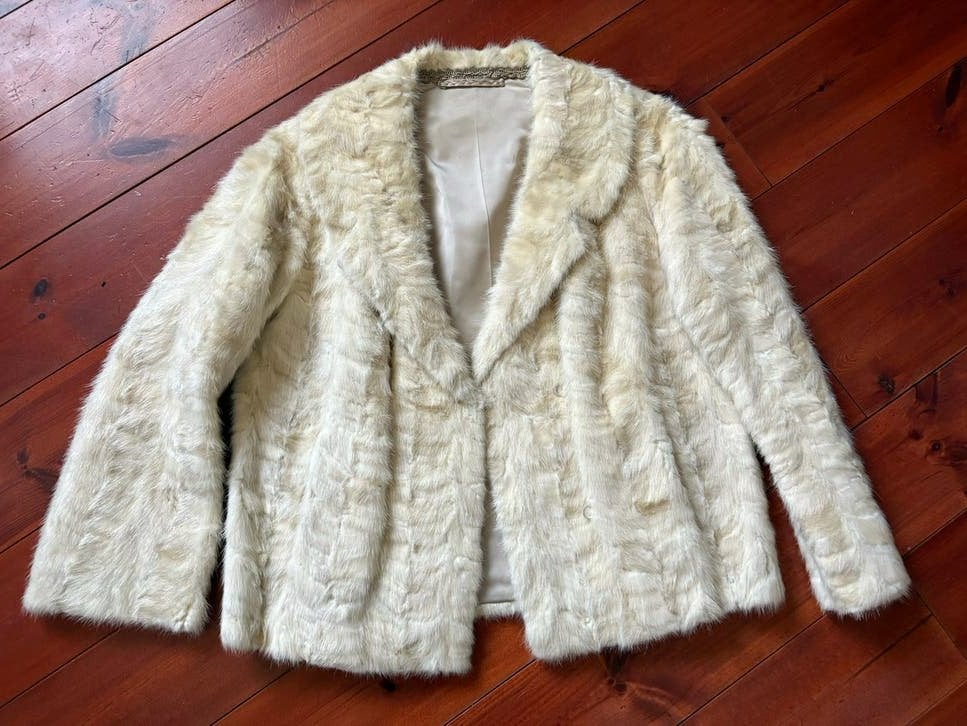 Vintage Nerts Bontjas Maat S, Ophalen of Verzenden, Zo goed als nieuw, Maat 36 (S), Beige
