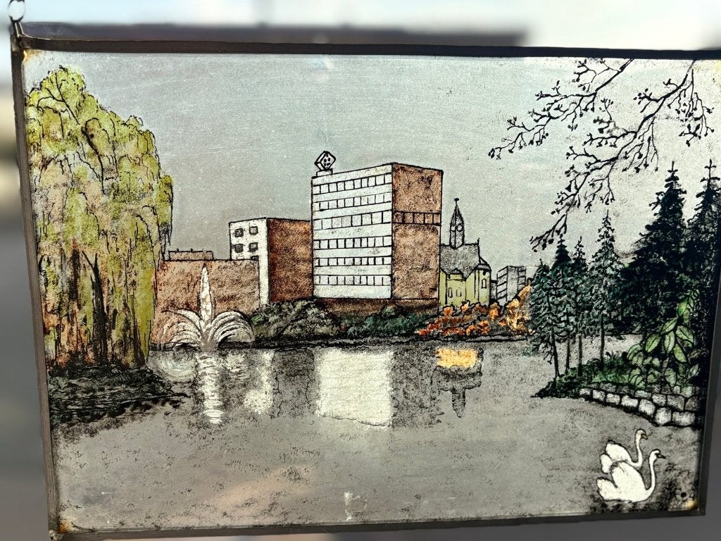 Vintage glas-in-lood raamhanger Vijverpark Brunssum, Ophalen