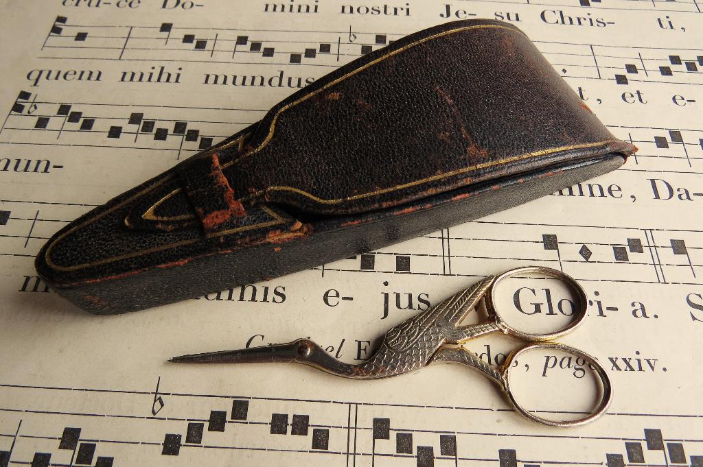 antiek Engels naai etui met ooievaar schaartje c.1880, Ophalen of Verzenden