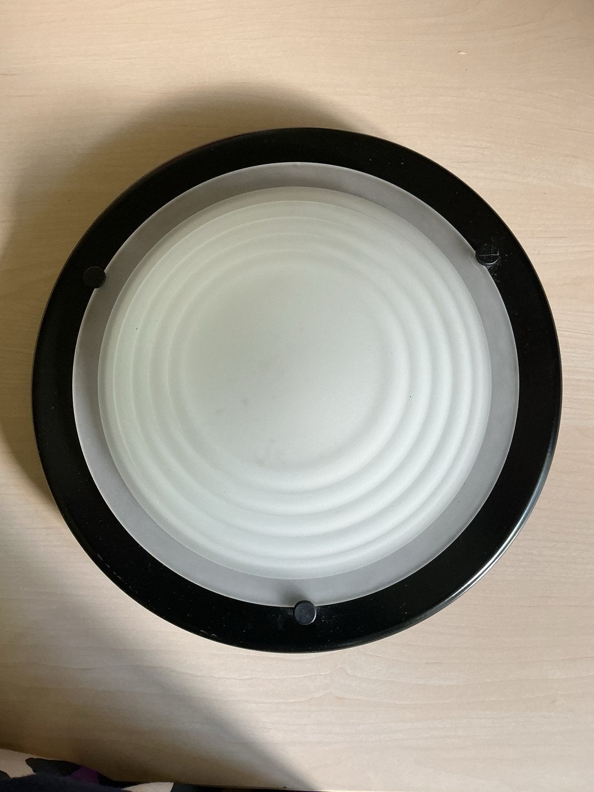 Zwarte Plafondlamp met Melkglas Kap, Ophalen, Gebruikt, Zwart, Plafondlamp