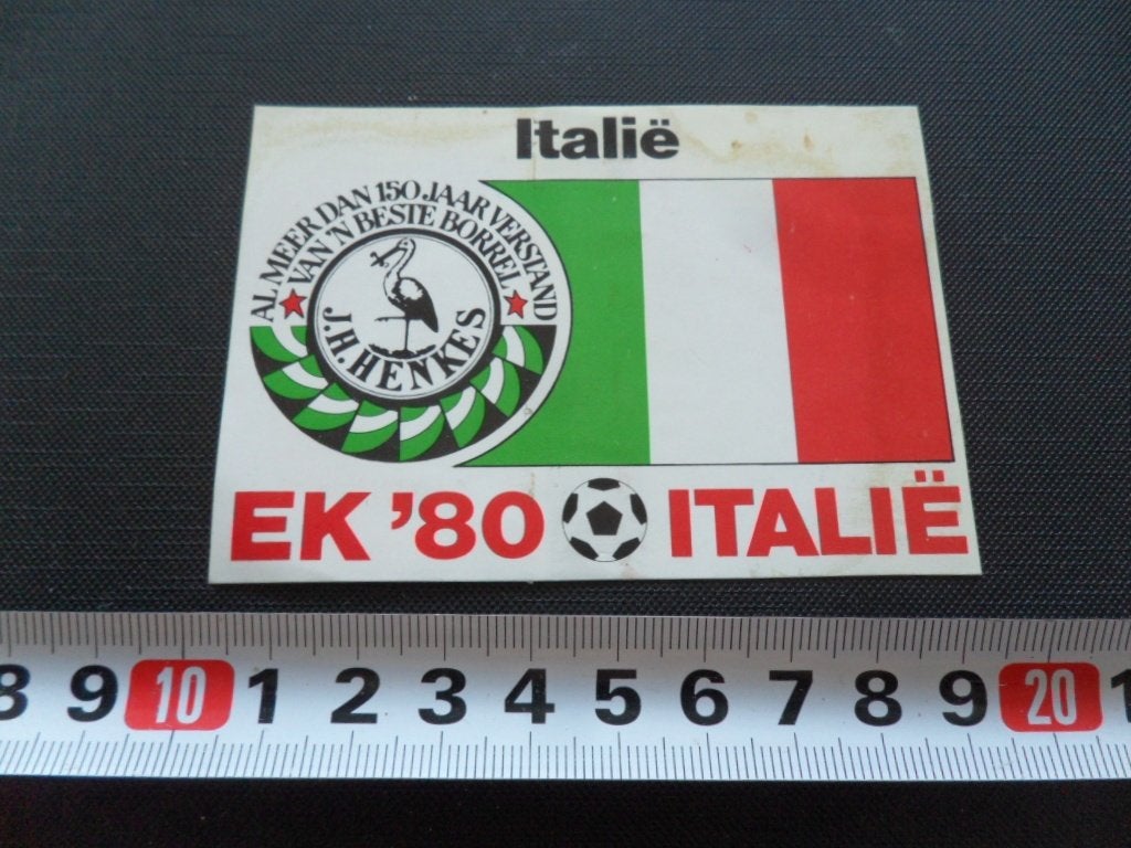 sticker EK '80  Italië  Italië   Henkes  Jenever, Ophalen, Zo goed als nieuw