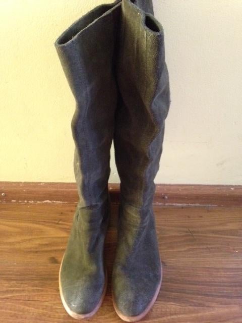 Manfield suede hoge laarzen laars donker grijs maat 38 zgan, Hoge laarzen, Ophalen of Verzenden, Zo goed als nieuw, Grijs