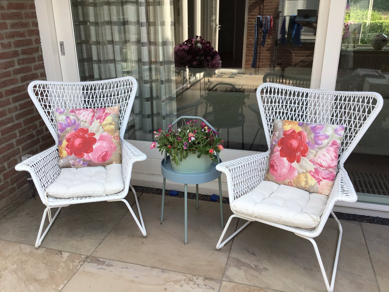 2 loungestoelen met hoge rugleuning, Tuin en Terras, Tuinstoelen, Zo goed als nieuw, Kunststof, Ophalen