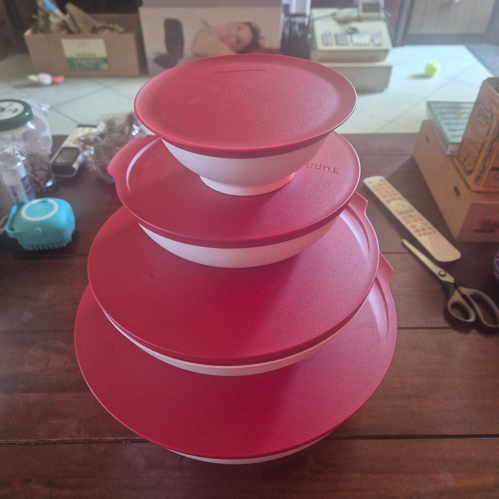 Tupperware Allegra kommenset, Ophalen of Verzenden, Zo goed als nieuw, Met deksel, Bak of Kom