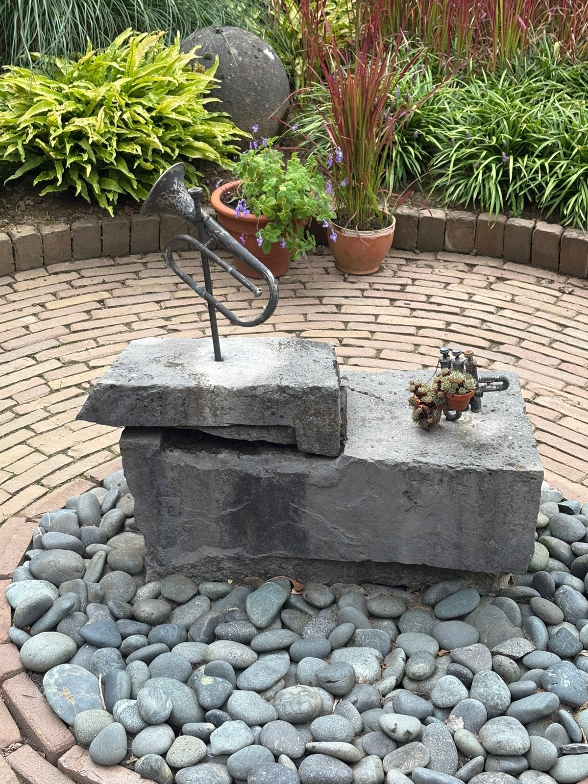Waterfontein trompet te koop, Tuin en Terras, Waterpartijen en Fonteinen, Ophalen, Zo goed als nieuw