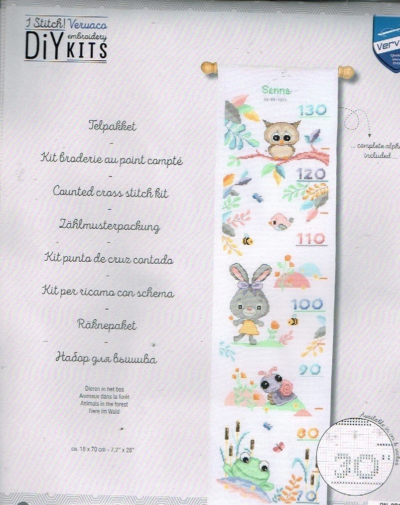 Cado vervaco borduurpakket groeimeter DIEREN IN HET BOS, Ophalen of Verzenden, Nieuw, Handborduren, Borduurpakket