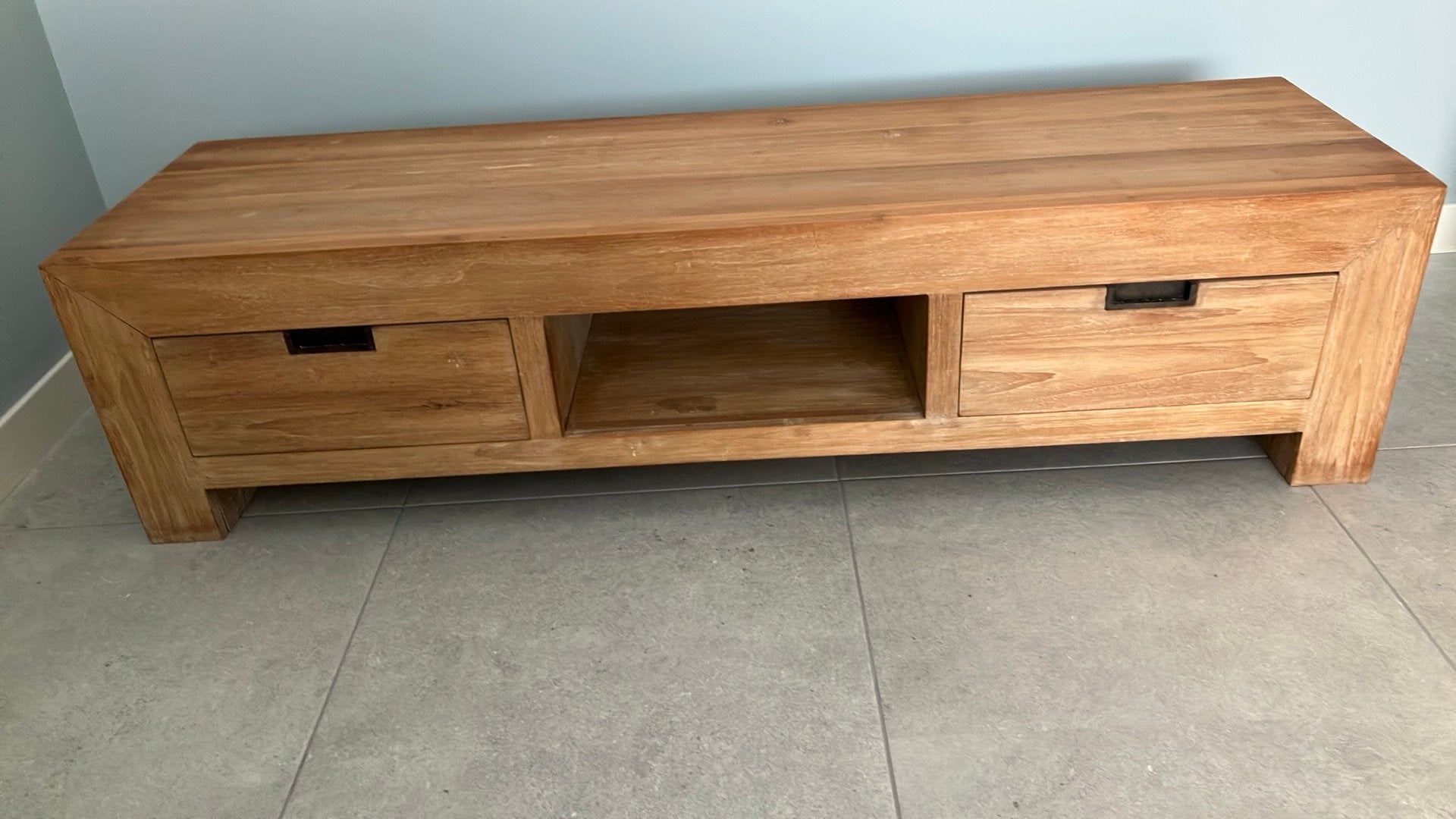Teak tv meubel, Ophalen, 150 tot 200 cm, Teakhout, Zo goed als nieuw