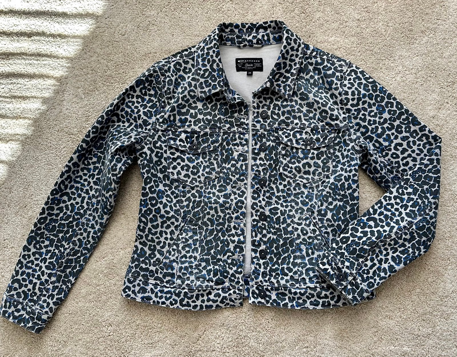 Expresso Denim jeans jasje panterprint maat 38, Ophalen of Verzenden, Zo goed als nieuw, Maat 38/40 (M), Blauw
