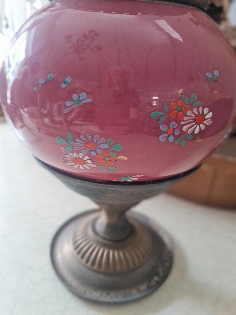 Antieke bloempot op voet keramiek met koper foto 1 t/m 4, Tuin en Terras, Bloempotten, Heikant 21 Kaatsheuvel, Binnen, Ophalen of Verzenden
