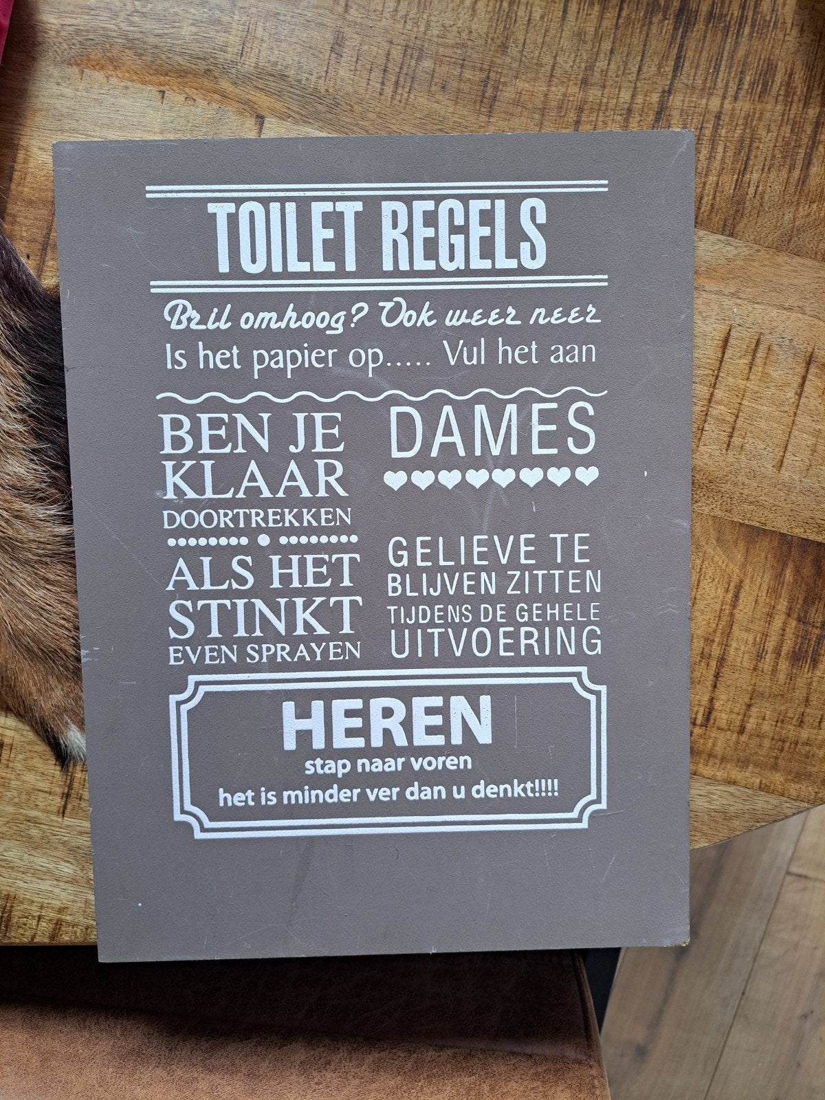 Toilet houten bordje  € 2.50, Ophalen