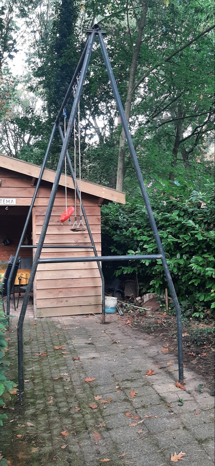 Robuust ijzeren schommelframe - 3m breed, 3.40m hoog, Ophalen, Gebruikt, Schommel