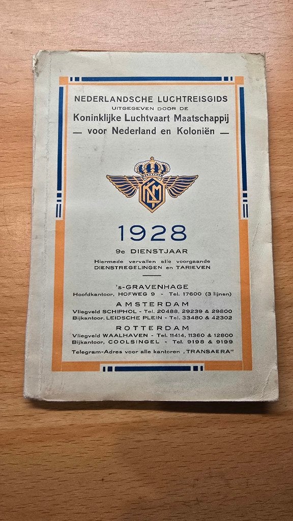 KLM Nederlandsche Luchtreisgids KLM 1928 - met uitvouwkaart., Ophalen of Verzenden, Gebruikt, Boek of Tijdschrift