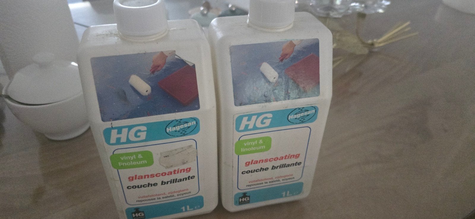 2x HG Glanscoating voor Vinyl & Linoleum 1L, Minder dan 5 liter, Ophalen of Verzenden, Nieuw, Lak