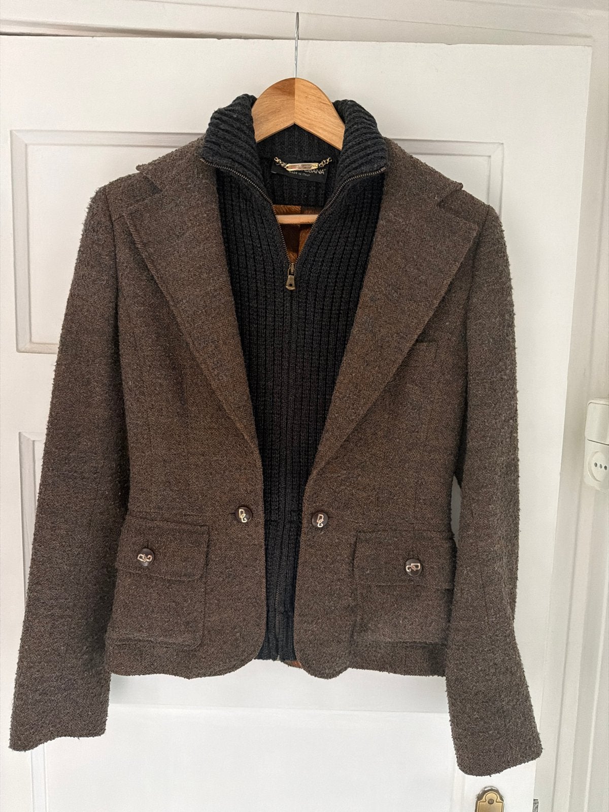 Dolce & Gabbana wollen blazer met gebreid vest, Ophalen of Verzenden, Gedragen, Maat 38/40 (M), Bruin