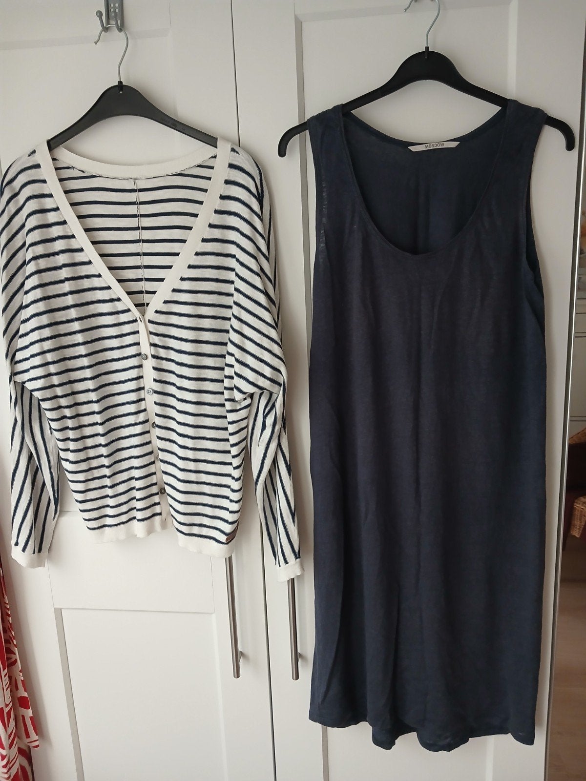 Supergave Moscow set jurk en vest maat 42 blauw wit, Maat 42/44 (L), Knielengte, Verzenden, Blauw