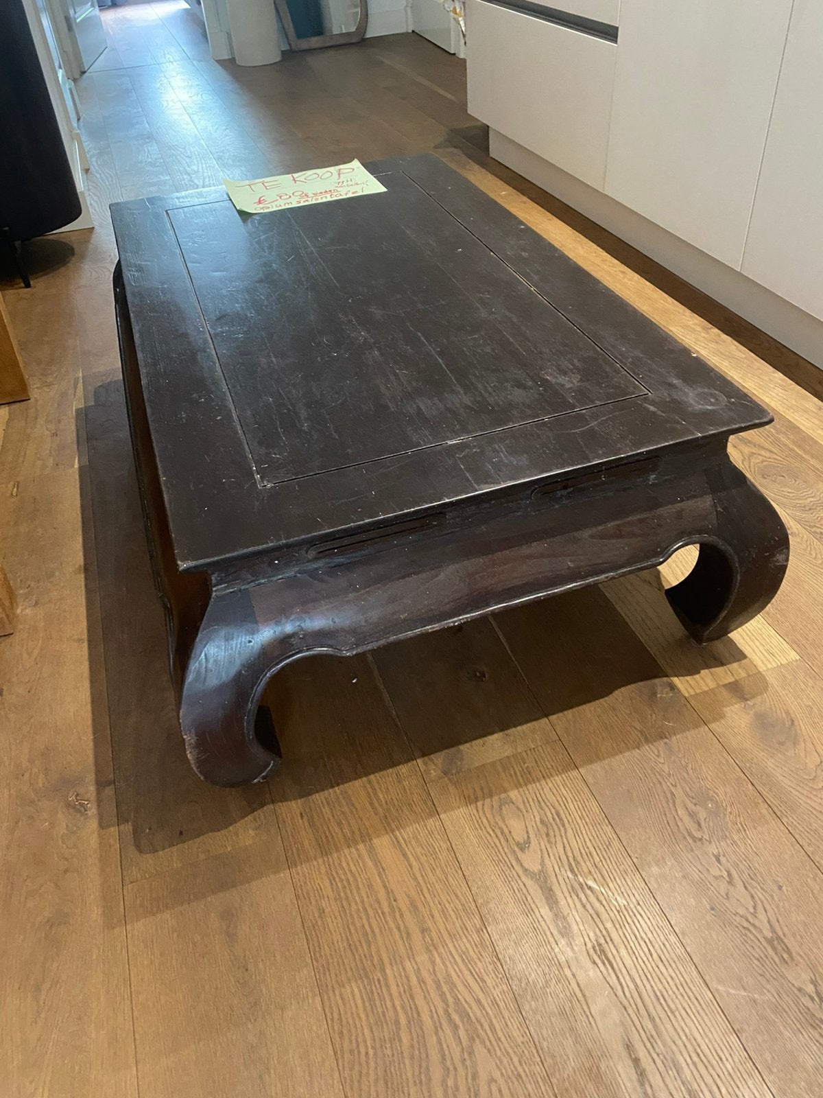 Houten opium salontafel, Huis en Inrichting, Ophalen, Gebruikt, 100 tot 150 cm, 50 tot 100 cm