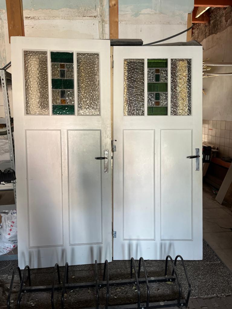 Set van 2 binnendeuren met glas-in-lood, Ophalen, Gebruikt, 80 tot 100 cm, Binnendeur