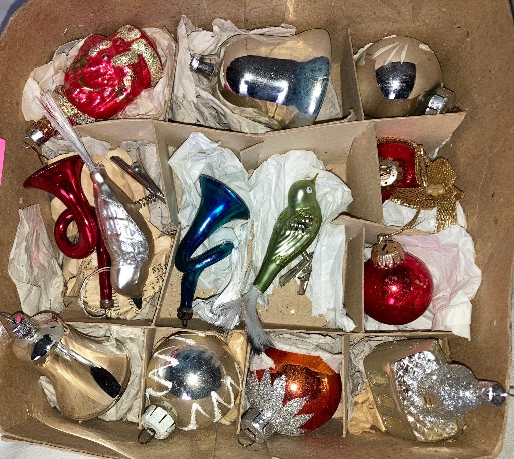 Oude kerstbal ornament in doos nr 93, Diversen, Ophalen of Verzenden, Gebruikt