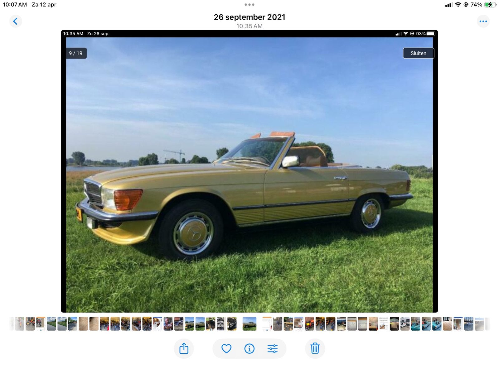 Te koop in showroom staatMercedes 450 Sl 8 cilinder €19500,-, Geïmporteerd, 4520 cc, Cabriolet, Geel