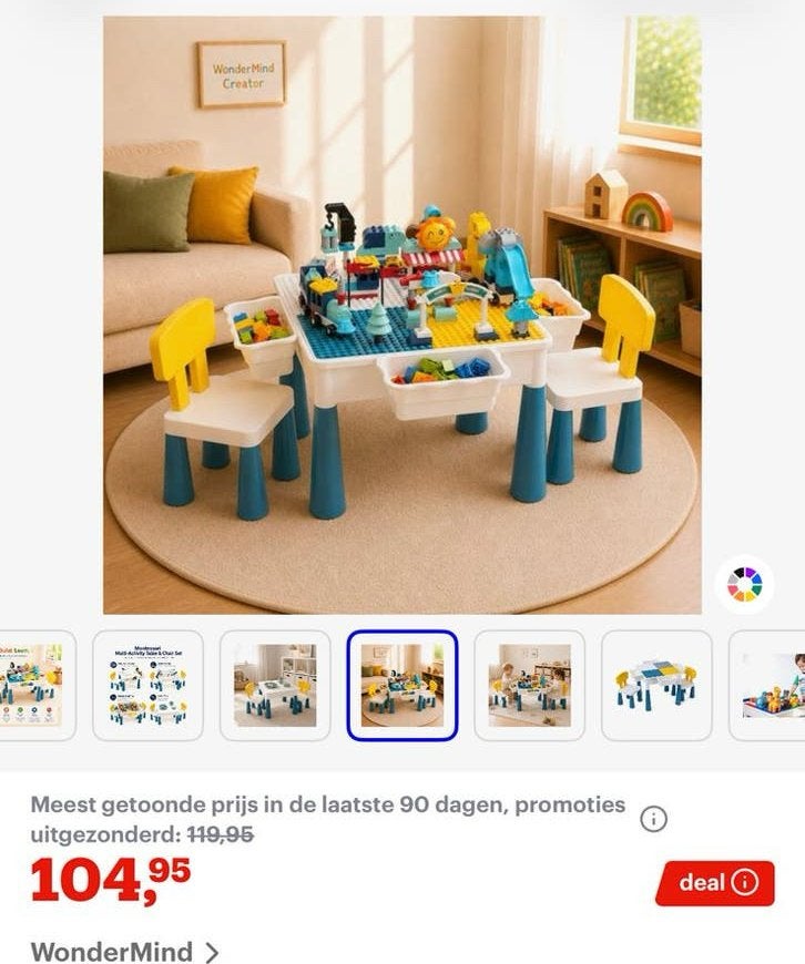 De WonderMind kindertafel-en stoelenset,werktafel enstoelen, Kinderen en Baby's, Ophalen, Zo goed als nieuw